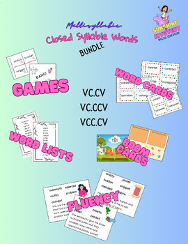 Preview of Multisyllabic words containing only closed syllables BUNDLE! VC/CV,VC/CCV,VCC/CV