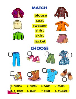 clothes-worksheet by Kunde Josianne | TPT