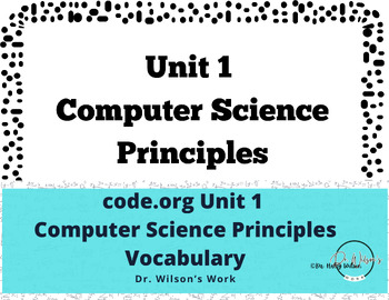 Preview of code.org  Unit 1 Computer Science Principles Vocabulary