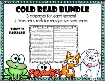 cold read bundle reading teacherspayteachers reads grade second comprehension passages