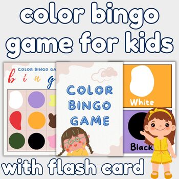 Preview of color bingo game for kids playing with flashcard