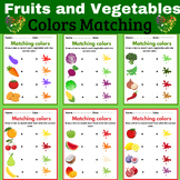colors  matching worksheets : Vegetables and fruits