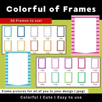 Preview of Colorful Frames / Easy to use / Clipart for all