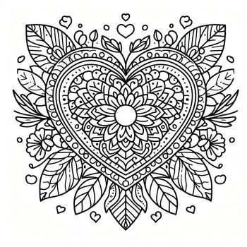 Preview of coloring Page: Mandala Heart