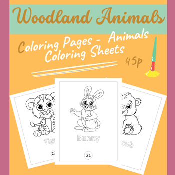 Preview of Woodland Animals Coloring Pages -  Animals Coloring Sheets 45p