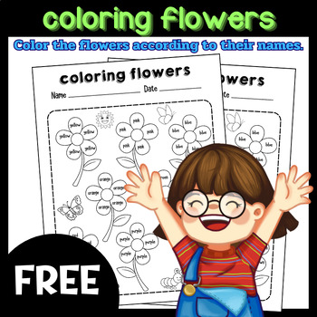 Preview of coloring flowers as specified For kindergarten children.