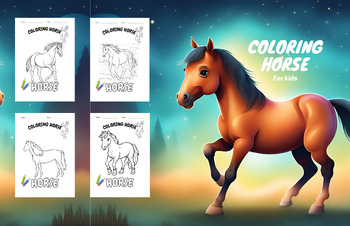 Preview of coloring horse for kids size(8.5 *11)(60 pages)
