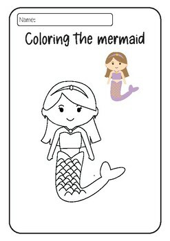 coloring mermaid cartoon by PiscineSheet | TPT