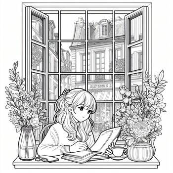 Preview of coloring page: Let's Study