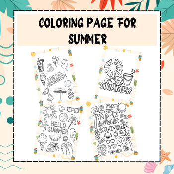 coloring page for summer by zahra ourgllaa | TPT