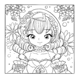 coloring page princess kawaii style cute anime cartoon dra