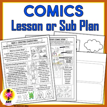 Preview of Elementary, Middle School Integrated Art Sub Lesson Plan - Create a Comic Strip
