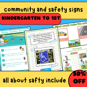 Preview of community and safety signs ,traffic signs,safe and unsafe sort (for k to 1st)