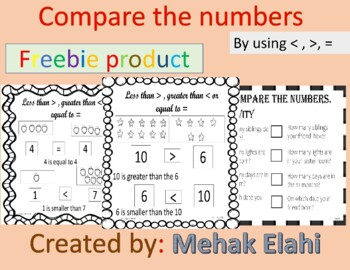 Preview of compare the number freebie product