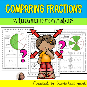 Preview of comparing fractions with unlike denominators , Shading fractions worksheet