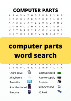 computer parts word search puzzle by khodja abdelaali | TPT