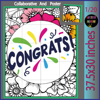 Preview of congratulations Collaborative Coloring Poster for Classroom Bulletin Board