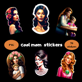 cool mom  stickers | 76 stickers | PNG | back to school