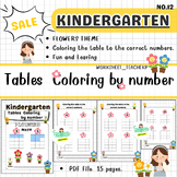 count and  Tables  Coloring by number,kindergarten math,1s