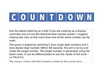 Preview of countdown game numbers