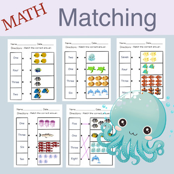 Preview of MATH - counting numbers - Matching  (one to ten)