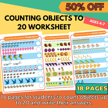 Preview of counting objects to 20 worksheet,january morning work,