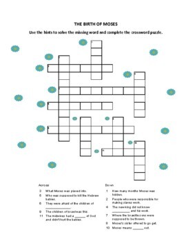 crossword for all about Bible THE BIRTH OF MOSES by smarty246 TpT