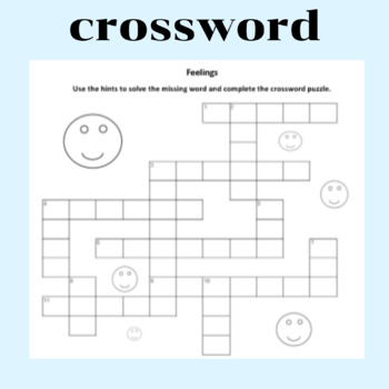 crossword for kids about feeling by smarty246 TPT