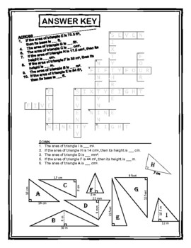 crossword puzzle area of triangles (1) by SUMpuzzles4you TPT