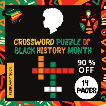 Preview of crossword puzzle of Black History Month for teens and adults