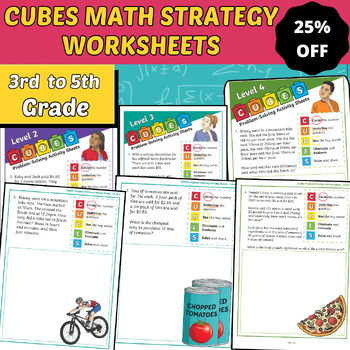 Preview of cubes math strategy Worksheets ,3nd grade challenge math word problems