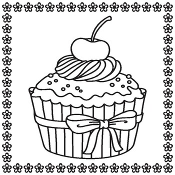 Cupcake Coloring Book for Kids Digital Download / Children