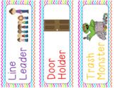 cute and colorful chevron rainbow class jobs labels with pictures