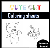 cute cat coloring kids pages