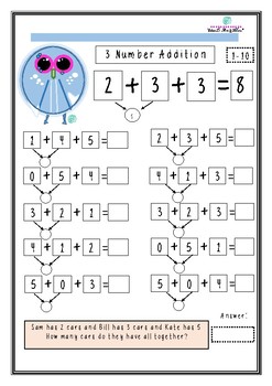 I Will Owlways Love Maths 3 number addition worksheets by Shan D Art ...