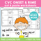 CVC Onset & Rime Worksheets - Cut Paste - Single Sound Focus
