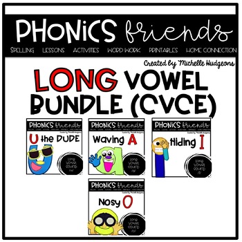 Preview of cvce: Long Vowels Phonics Friends BUNDLE
