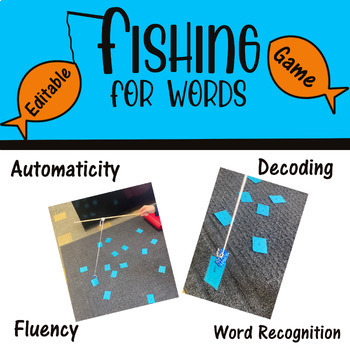 Preview of EDITABLE Fishing for Words game (AUTOFILL) phonics decodable sight words