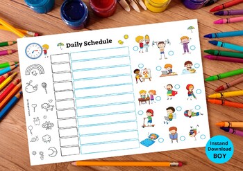 Preview of daily schedule printable,boy daily schedule, distance learning