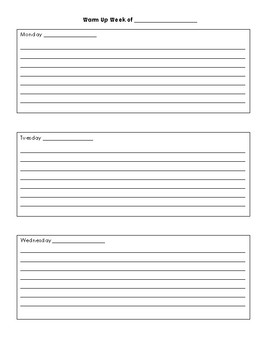 daily writing warm up template for middle school by Ria Ferich | TPT