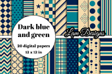 dark blue and green digital papers