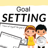 Preview of desk goal setting cards- blank and subject specific, black and white printable