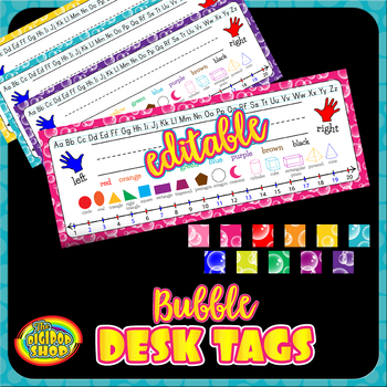 Preview of Editable Desk Name Plates | Name Tags| Reference Tags | Desk Toppers K-3rd grade
