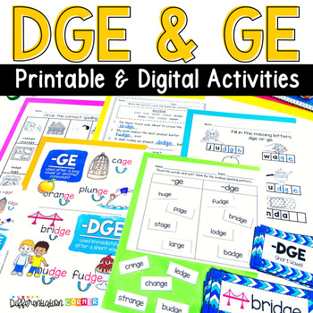 Preview of dge and ge Activities Science of Reading Phonics Spelling Practice