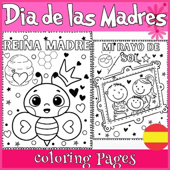 Preview of Dia de las madres | Mothers day Spanish Coloring pages | Card Coloring sheet