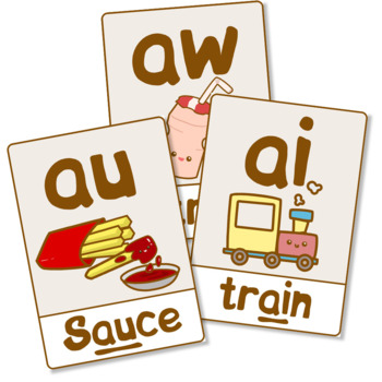Preview of digraph, trigraph, vowel teams, and diphthongs flashcards.