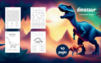 Preview of dinosaur coloring book for children(size 8.5 * 11) (40 pages) coloring writing