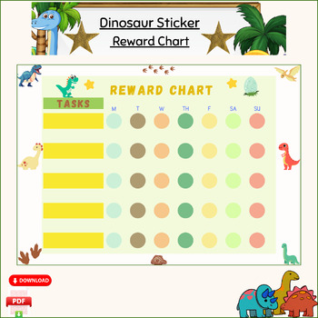 dinosaur potty chart, dino sticker reward chart, behaviour incentive,