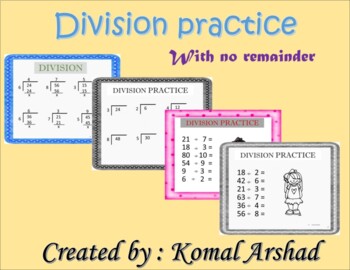 Preview of division practice question (with no remainder)
