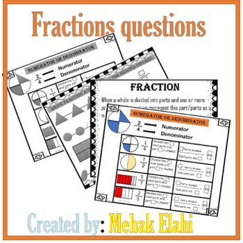 Preview of do fractions questions with shaded areas and numerator and denominator